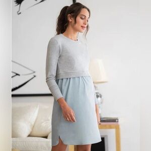 EUC Seraphine Cotton Maternity & Nursing Dress with Sweatshirt Top